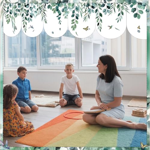 Eucalyptus Leaf Classroom Curtains - Set of 6 Valances 24x36in