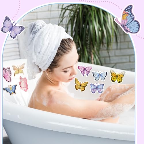 Yaomiao 24 Pcs Butterfly Non-Slip Bathtub Stickers - Safe & Easy to Apply