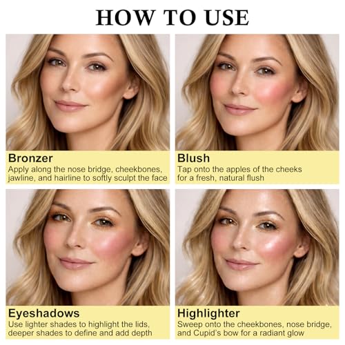 Jutqut All-in-One Face Makeup Palette - Eyeshadow, Blush, Bronzer & Highlighter