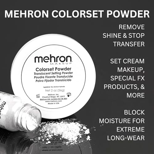 Mehron Makeup Colorset Powder - 0.5 oz Translucent Setting Powder for Professional Cream Makeup