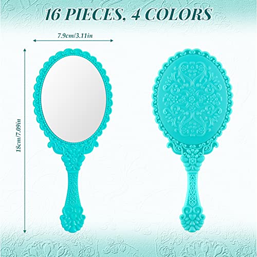 16 Pcs Vintage Handheld Mirror Set - Embossed Princess Makeup Mirrors