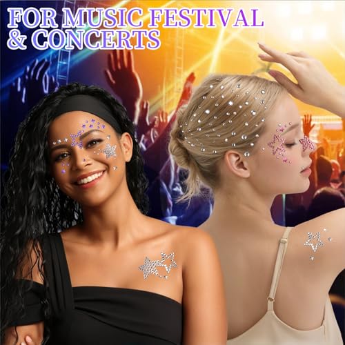 Teenitor Star Face Gems - Self-Adhesive Rhinestones for Makeup