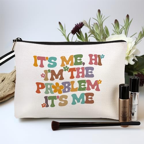 It's Me Hi I'm The Problem Cosmetic Bag for Women Travel Makeup Bag - Beige - Jepuyaya