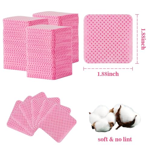 1200 Pack Pink Lint-Free Nail Wipes - Acetone Remover Pads for Gel Nails & Extensions
