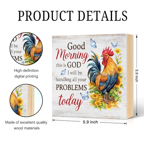 Good Morning God Wooden Box Sign - 5.9" Tabletop Decor
