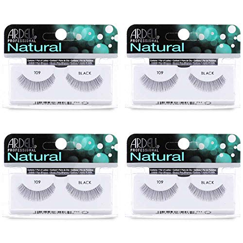 Ardell Natural False Eyelashes 109 Black Reusable Strip Lashes 4 Pack