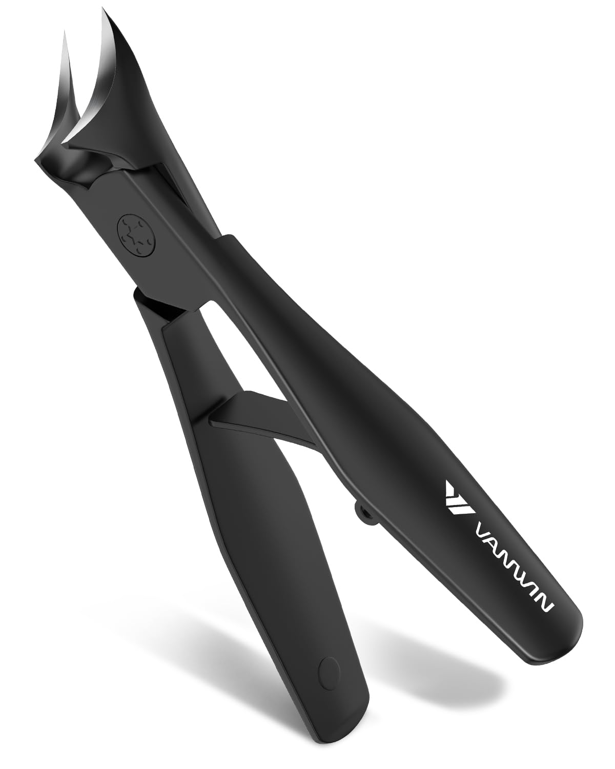 VANWIN Ingrown Nail Clippers, Slant Curved Blade Nail Clippers for Men Thick Ingrown Toenails with 33mm Wide Jaw Opening, Heavy Duty Stainless Steel Toenail Clippers for Seniors Thick Toenails Black