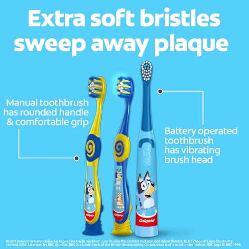 Colgate Kids Bluey Toothbrush & Toothpaste Gift Set - 1 Electric, 2 Manual, 2 Fluoride Tubes