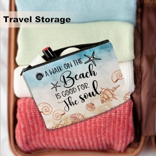 Beach Cosmetic Bag - Funny Travel Makeup Pouch for Vacation Essentials
