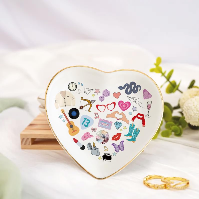 Heart-Shaped Musician Jewelry Tray with Gold Trim - Gift for Music Lovers