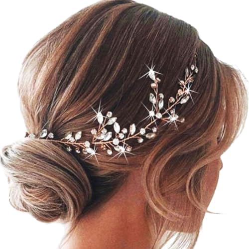 GENBREE Silver Rhinestone Wedding Hair Vine - Elegant Bridal Hair Piece