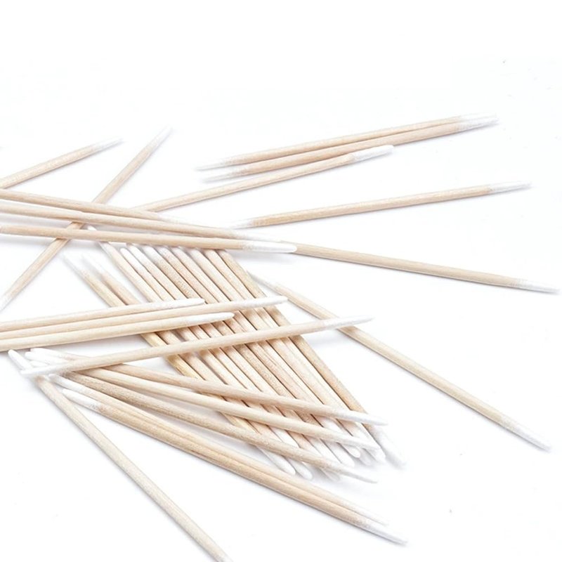 Double Pointed Tip Cotton Swabs - 100 Pcs 7cm Wooden Sticks for Makeup, Eyebrow, Nail Polish