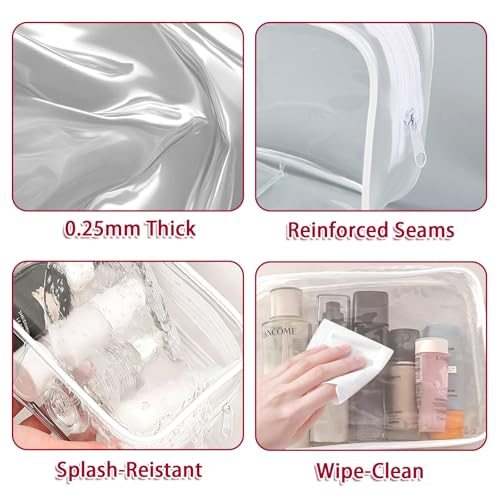 6 Pcs Large Clear Makeup Bags, TSA Approved Toiletry Bags for Travel,
