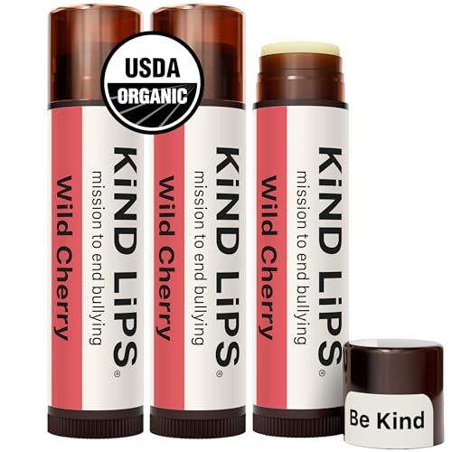 Kind Lips Organic Wild Cherry Lip Balm – Natural Moisturizing 3-Pack