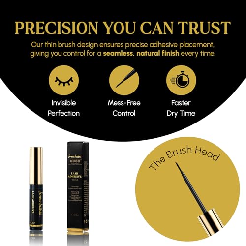 Icona Lashes Black Eyelash Glue - Fast Drying, 48-Hour Hold, Latex-Free, 5ml