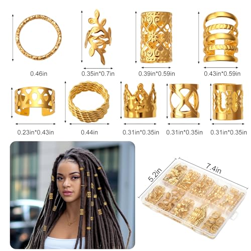 220Pcs Gold Hair Jewelry for Dreadlocks & Braids - CPOXITI