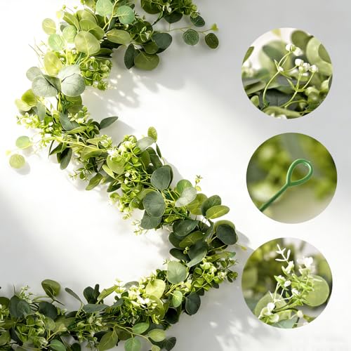 Eucalyptus Garland Greenery - 5.9Ft Artificial Vines (2 Pack)