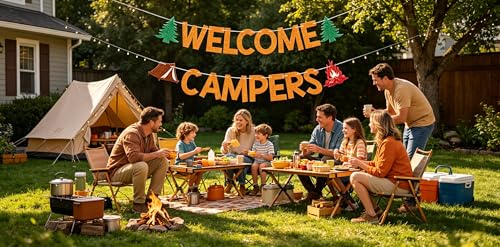 Welcome Campers Banner - Rustic Camp Decor for Parties