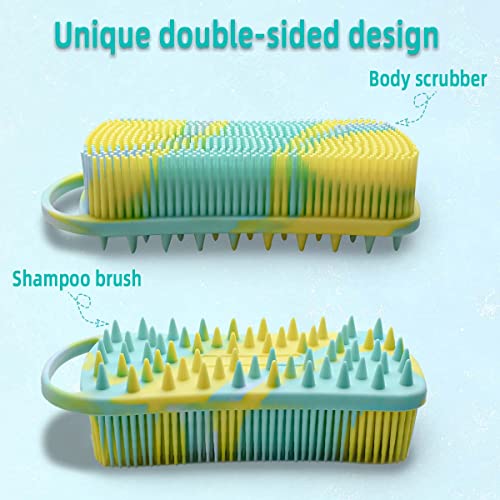 Silicone Body Scrubber & Shampoo Brush 2-in-1 Exfoliating Loofah for Shower