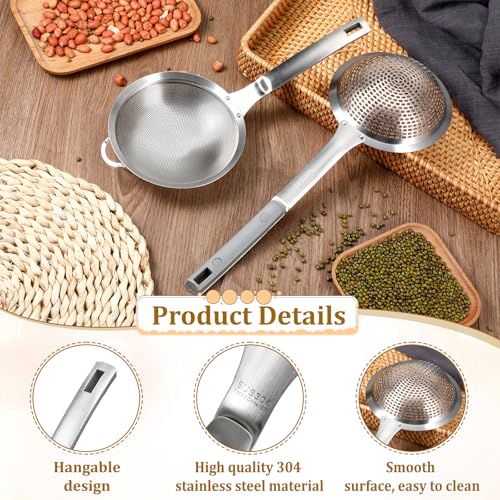 KALIONE Stainless Steel Colander & Fine Mesh Strainer Set