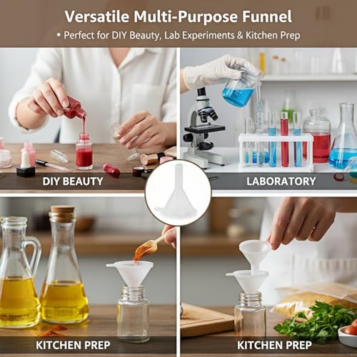 200PCS Mini Clear Plastic Funnels for Kitchen & Crafts - Food Grade