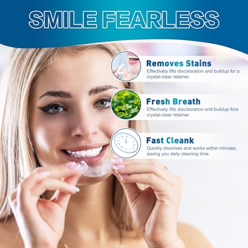 HIHWEM Retainer & Denture Cleaner Tablets - 120 Count, Non-Abrasive Soak