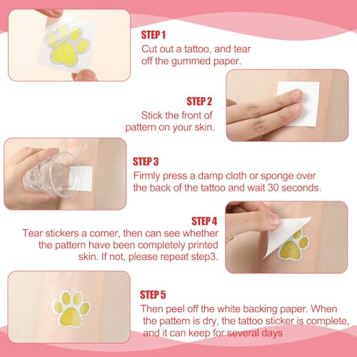 Colorful Glitter Paw Print Temporary Tattoos 25 Sheets 200 Stickers for Parties & Face Body