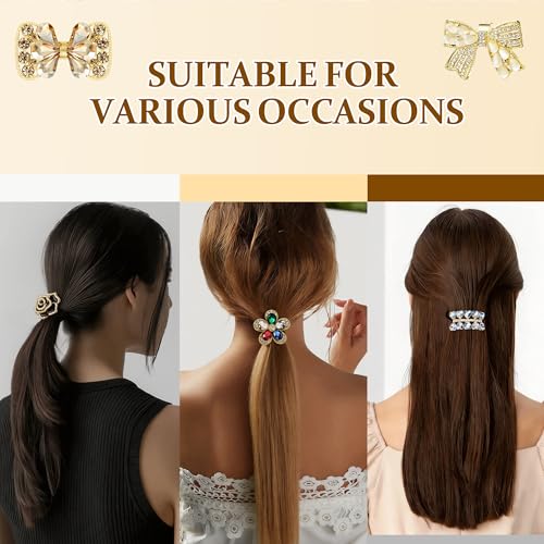 CWJCYTNSN 6 Pack Metal Flower Hair Cuffs & Elastic Ponytail Holders for Women & Girls