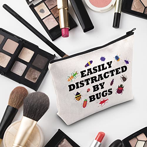 Easily Distracted By Bugs White Cosmetic Bag - G2TUP Bug Lover Gift