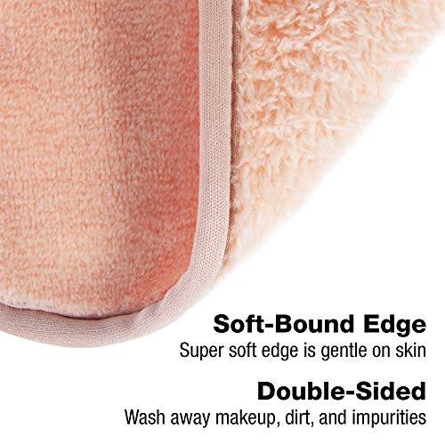 Eurow Reusable Microfiber Makeup Remover Cloths - 4-Pack, Coral, 8"x8"