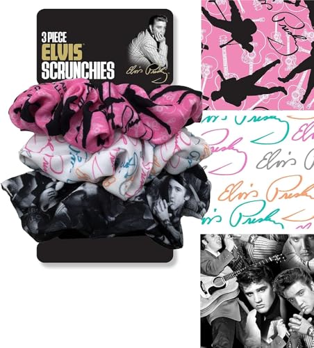 Spoontiques Elvis Cotton Hair Scrunchies - 3 Pack Silky Hair Ties
