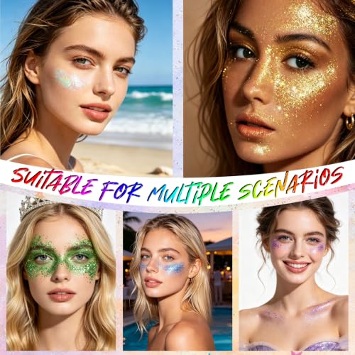 3PCS Waterproof Face Glitter Stick Set - Gold, White, Purple