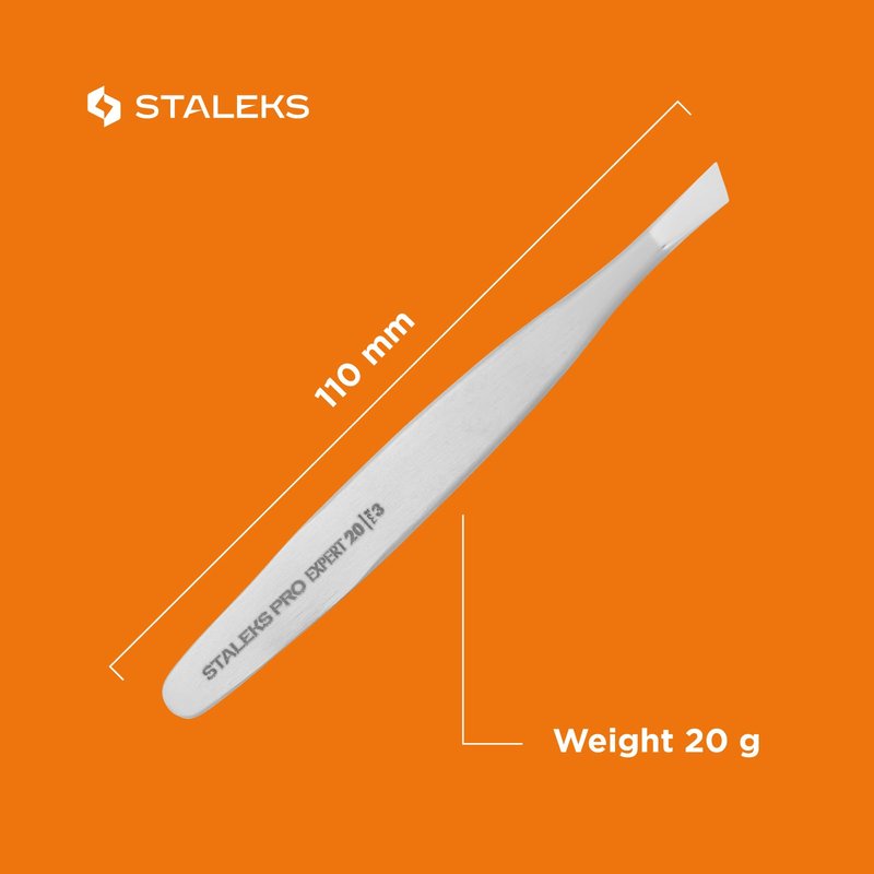 STALEKS PRO Expert 20 Type 3 Professional Eyebrow Tweezers – Wide Beveled Stainless Steel for Thick Brows & Soft Stroke Hair Removal