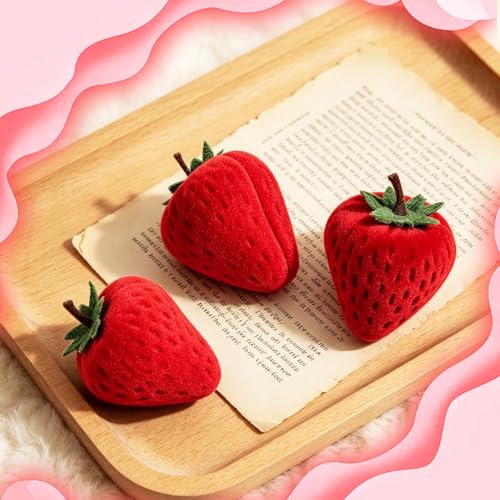 Wowagoga Strawberry Ring Box | Cute Velvet Jewelry Storage