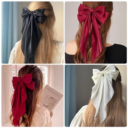 ONEYE Large Hair Bows Clip Set - 8pcs Fashion Hair Ribbons for Women (NO4)