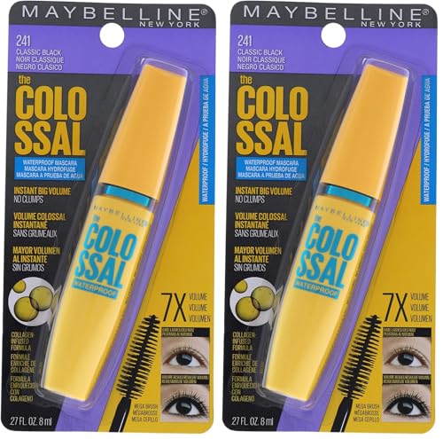 Maybelline Volum' Express The Colossal Waterproof Mascara - Classic Black, 1 Fl Oz (Pack of 2)