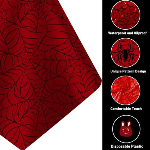 Spider Tablecloths (4 Pack) - 54x108 Inch Disposable Plastic for Parties