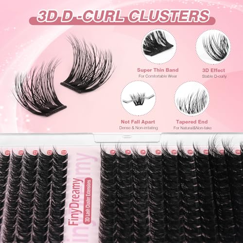 3D Fluffy Eyelash Clusters - D Curl Volume Extensions 10-16mm