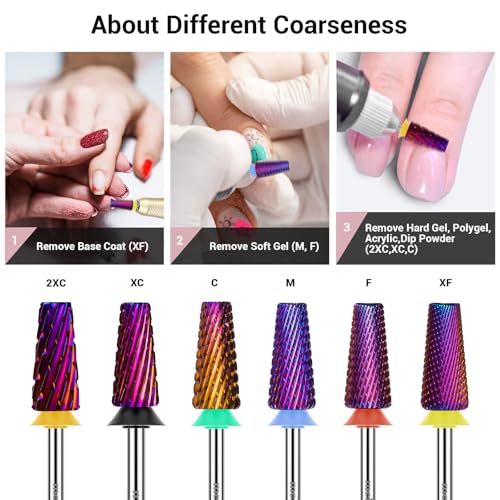 MelodySusie Medium 5-in-1 Nail Drill Bits - Purple Cross Cut