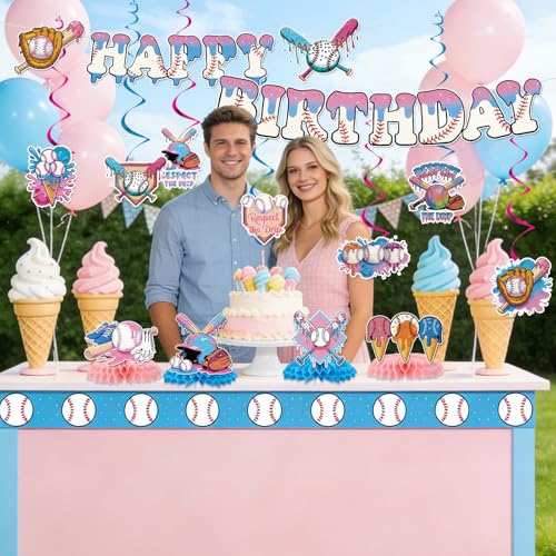 Baseball Ice Cream Drip Birthday Party Decorations Set