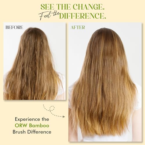 ORW Bamboo Hair Brush, Detangling Bristle Brush for Growth, Large