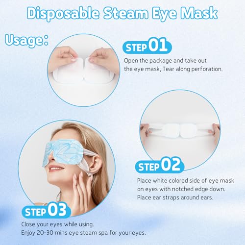 MOEASEii Self-Heating Steam Eye Mask for Dry Eyes - 20 Pack Unscented