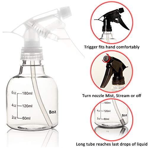Youngever 8 Ounce Spray Bottles - 6 Pack for Hair & Cleaning