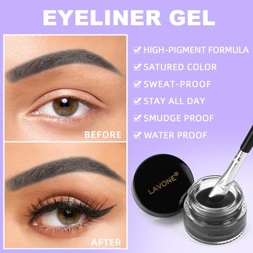 LAVONE Waterproof Eyeliner Kit - Gel, Liquid, and Brush Set