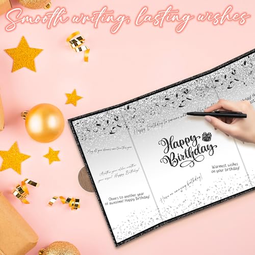 Elegant Black Silver Birthday Guest Book - 18"x12" Signing Card