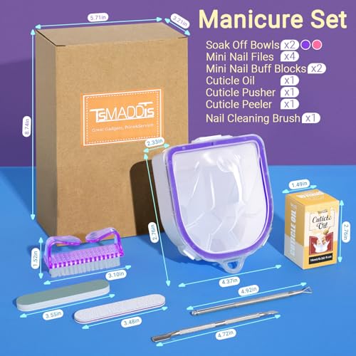 Pink & Purple 12-Piece Nail Polish Remover & Manicure Kit with Bowls & Tools
