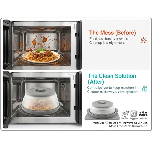 Microwave Cover for Food - 2-in-1 Anti-Scald Splatter Guard