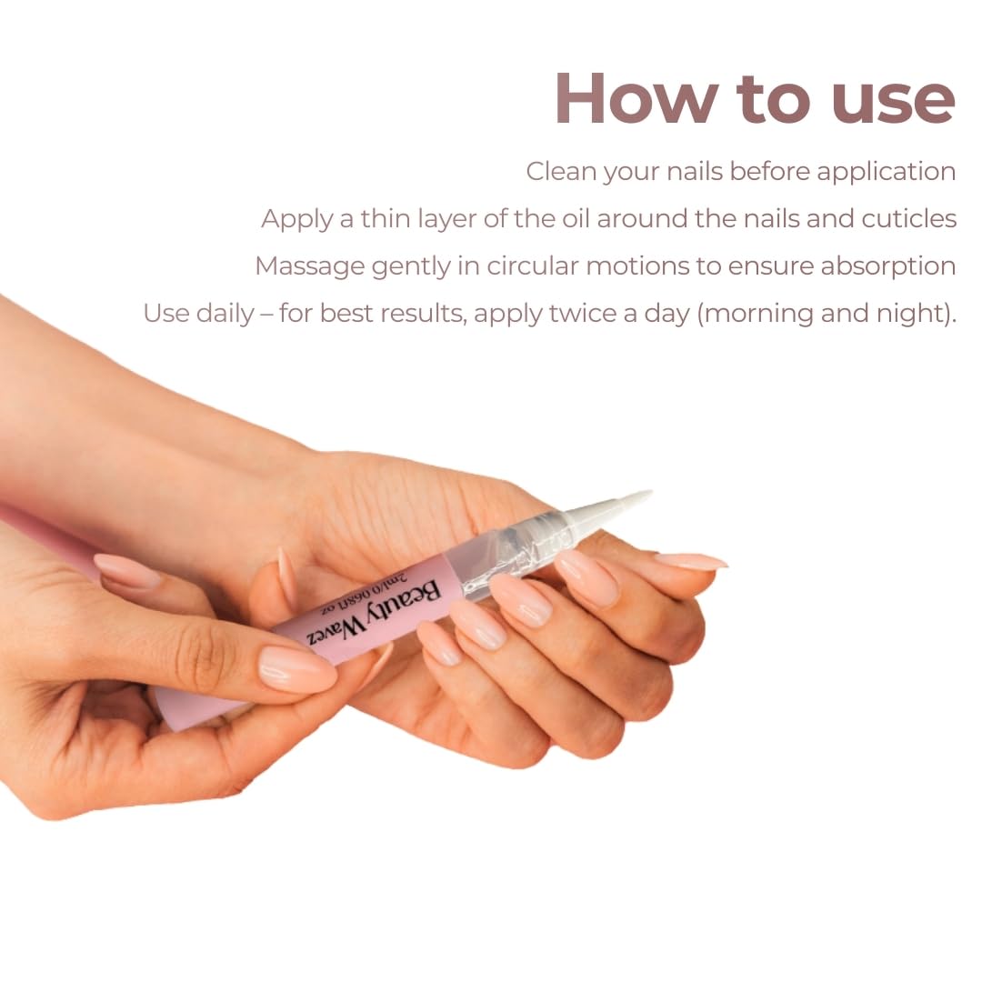 Nail Growth Oil Pen - BeautyWavez Vitamin E & Essential Oils for Brittle, Peeling Nails | 0.68 fl oz