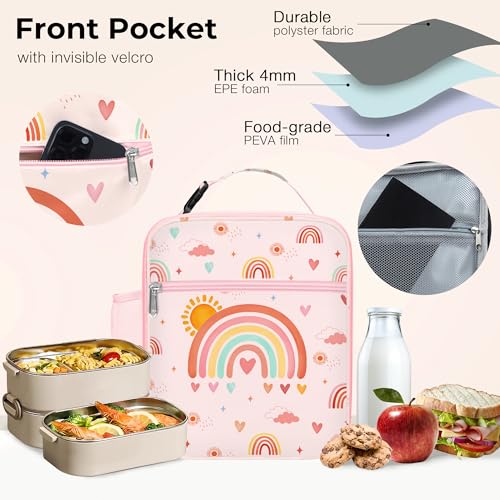 Clastyle Insulated Rainbow Lunch Bag for Kids - Leakproof & Reusable