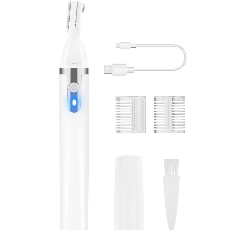 Dapsang Eyebrow Trimmer Electric Eyebrow Razor, Rechargeable Facial Hair Shaver Painless Detail Trimmer with Rinseable Blade for Face Beard Neck (White)